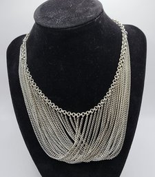 Vintage Silver Tone Dropped Waterfall Necklace
