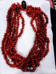 Red Multi-strand Bombona Seeds Necklace