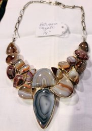 Botswana Agate 18' Sterling Clasp And Spectacular Necklace