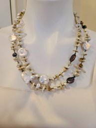 Stunning Freshwater Coin Pearls Interspersed With Other Cultured Pearls And Natural Beads 36' Necklace