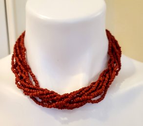 Lovely Twisted Multi-Strand Coral Necklace