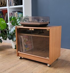 Late 70s Smoked Glass Turntable/ Record Stand