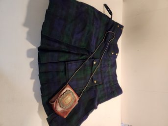 Scottish Kilt With Leather Sporran