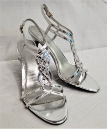 Women's Beautiful FIONI Silver 'Karol' Design High Heel Sandals Size 7
