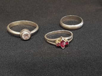 Sterling Silver Gemstone Ring Lot Of 3