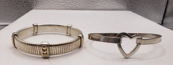 Two Bracelets, One Stamped Sterling Silver From Thailand