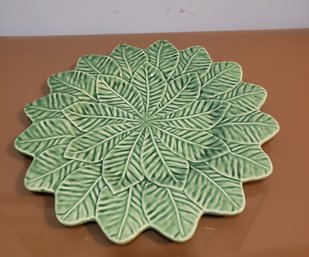 Portuguese Handpainted Ceramic Leaf Platter