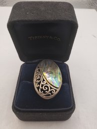 Abalone Shell And Sterling Ring Made In Mexico