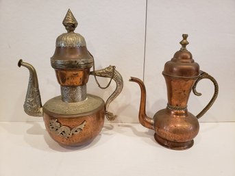 Pair Of Vintage Middle Eastern? Copper Tea Pots