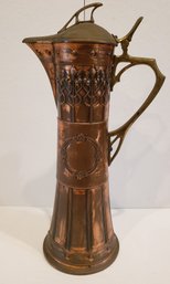 Very Rare! Antique Copper European Art Neuveau Wine Tankard