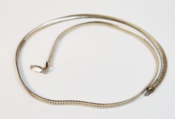 Sterling Silver Flat Herringbone Chain Link Necklace