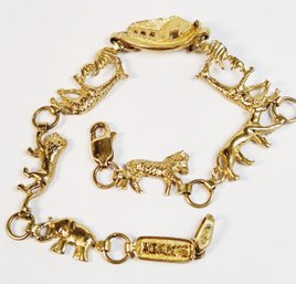 Incredible....Unique 10k Yellow Gold NOAH'S Ark Chain Link Bracelet