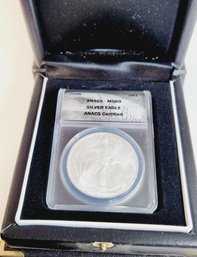 2006 Silver Eagle ANECS MS69 Graded Slab In Portable Black Display Case