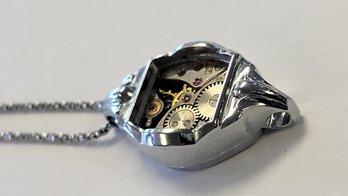 Steam Punk Watch Movement Necklace With Sterling Silver Chain HandMade