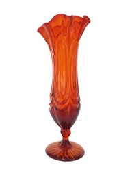 Vintage Mid Century Modern Orange Swung Footed Vase