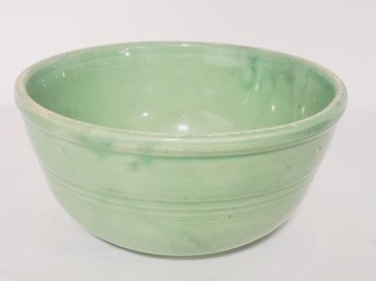 Vintage Pottery Signed Green Mixing Bowl