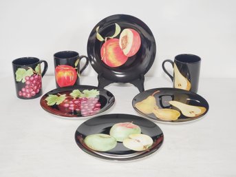 Fitz And Floyd Fruit Medley Fine Porcelain Coffee / Dessert Set - Fruit Themed