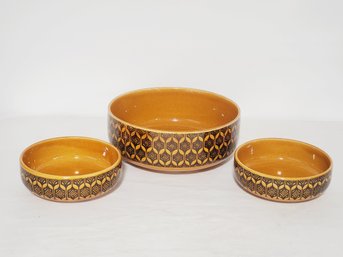 RARE Royal Sealy Mid Century Modern Gold And Black Atomic Print Bowls