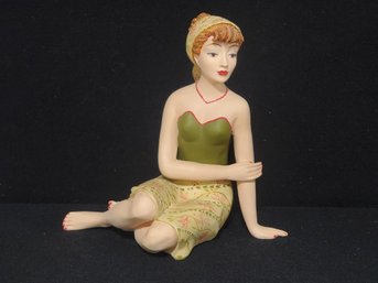 Vintage Hand Painted Bathing Beauty Large Figurine