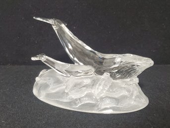 Vintage Cristal D'Arques Mother And Calf Humpback Whale Lead Crystal Figure / France