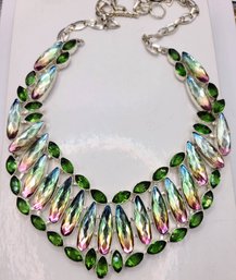 Be-dazzling And Bold Faceted Topaz And Peridot Necklace