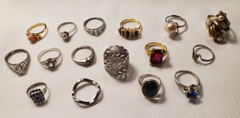 Lot Of 16 Unmarked Assorted Rings