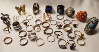 Lot Of 38 Unmarked Costume Jewelry Rings