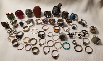 Lot Of 52 Costume Jewelry Rings