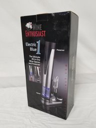 Wine Enthusiast 2in1 Electric Blue Automatic Wine Bottle Opener New