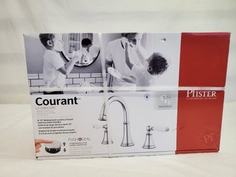 New Pfister Courant Polished Chrome Lavatory Bathroom Widespread Faucet With Porcelain Handles