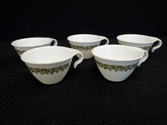 Five Vintage Corelle Livingware By Corning Handled Coffee Cups - Spring Blossom