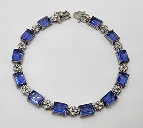 Amazing Blue Color Shift Fluorite, Rhodium Over Sterling Bracelet