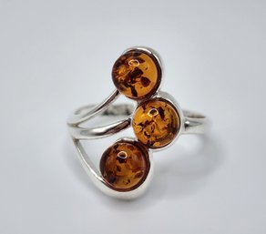 Baltic Amber Ring In Sterling Silver