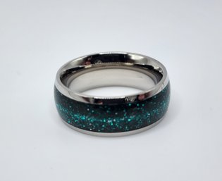 Peacock Stardust & Stainless Band Ring