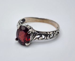 Red Garnet Ring In Sterling Silver
