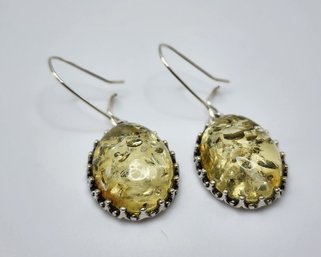 Baltic Amber Earrings In Sterling Silver
