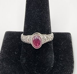 Bali, Red Ruby Ring In Sterling Silver