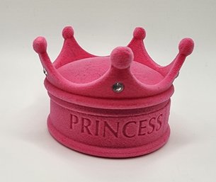 Pink Crown Shape Velvet Jewelry Box