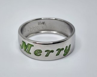 Size 9 Merry Christmas Glow In The Dark Ring In Sterling