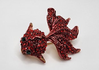 Red Crystal Fish Brooch