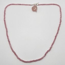 Rose Quartz Beaded Necklace In Sterling