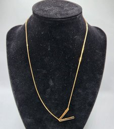Initial V Necklace In Yellow Gold Over Sterling