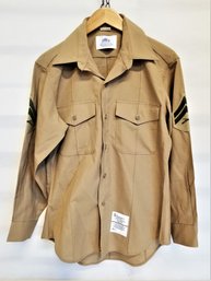 Men's Valor Collection DSCP Military Uniform Shirt Khaki Long Sleeve Size 15.5 X 32