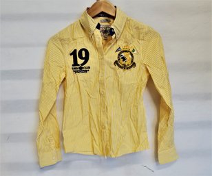 Teenie Weenie Bears Rugby League Striped  Button Down Long Sleeve Shirt Size 160/84A US XS