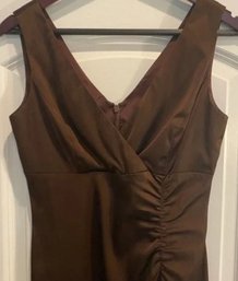 Donna Ricco Women's Sheath Brown Side Ruched V Neck Cocktail Dress Size 12