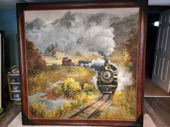 Giant Steam Train Oil Painting