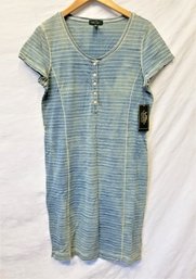 NEW LRL Lauren Jeans Co. Textured Blue Dress Size Medium