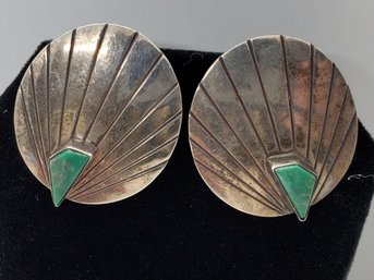 Vintage Pair Of Stunning Sterling Silver Southwest Style Earrings ~ Signed Everly ~ 1 1/8' X 1' ~ 7.48 Grams