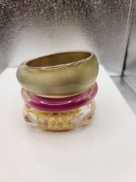 Three Fine Quality Vintage Resin And Lucite Bangles