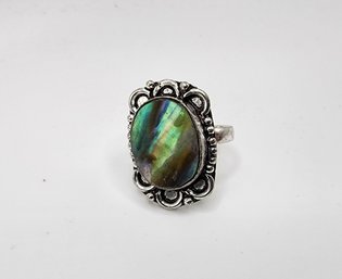 Silver Plate Abalone Shell Ring